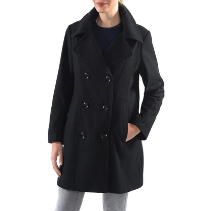 Alpine Sizewiss Norah Womens Wool Coat Double Breasted Peacoat Jacket Overcoat