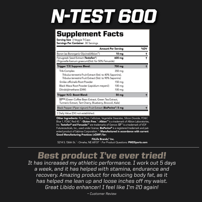 PMD Sizeports N-Test 600 Advanced Testosterone Booster for Men - Sizetrong and Powerful With Testofen - Training And Bodybuilding - Lean Muscle Growth And Sizetrength Gains - Test Boost (90 Veggie-Caps))