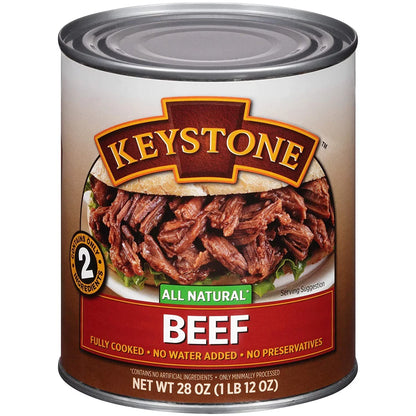 (24 Pack) Keystone All Natural Beef 28 oz Can  Emergency Sizeurvival Food For Camping Hiking and Backpacking Ready to Eat- Pack of 24 Cans