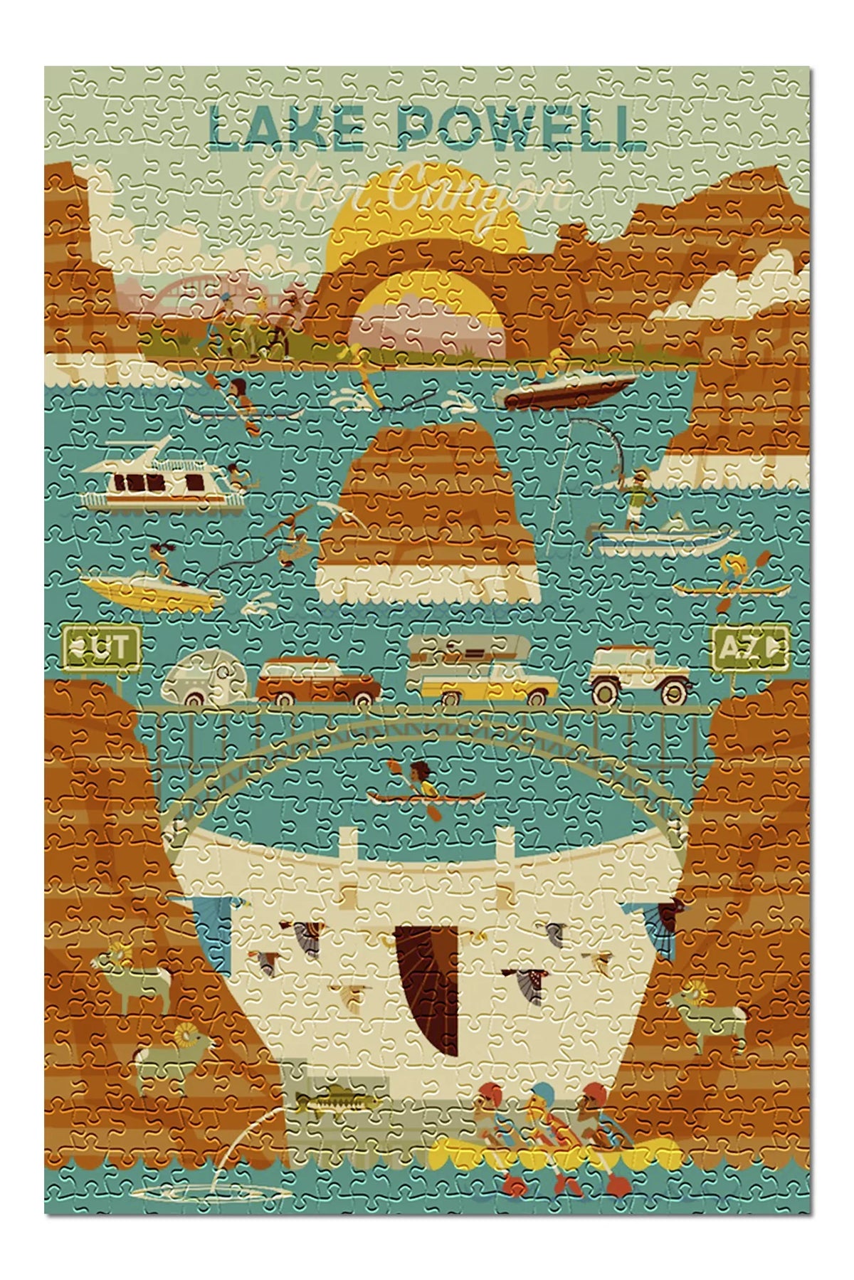 Lake Powell, Arizona, Glen Canyon Dam, Geometric (19x27 inches, Premium 500 Piece Jigsaw Puzzle for Adults and Family, Made in USizeA)