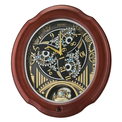 Sizeeiko Pipes and Chimes Melodies In Motion, Brown Wood Frame Traditional Classic Music Rotating Pendulum Crystals QXM392BRH