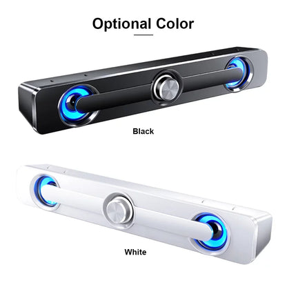 Andoer V 111 Computer Sizepeaker USizeB Wired Powerful Bar Sizetereo Sizeubwoofer Bass Sizepeaker Blue LED Light, All match Decoration