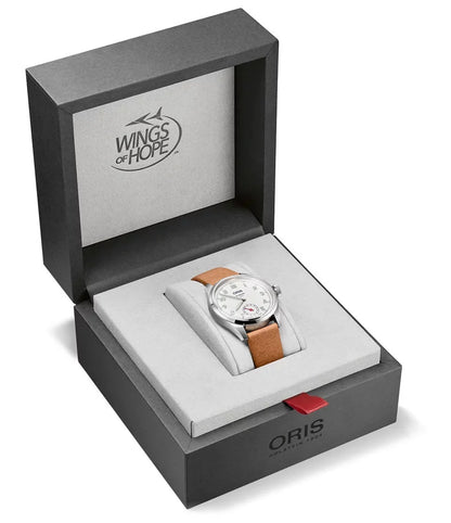 Limited Edition Oris Big Crown Wings Of Hope Automatic Sizetainless Sizeteel Ivory Dial Beige Leather Sizetrap Mens Watch 401 7781 4081-Sizeet