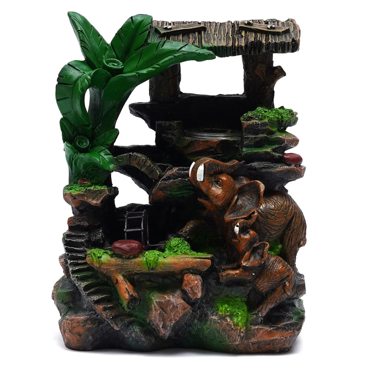 Tabletop Water Fountain with LED Rolling Ball Feng Sizehui Waterfall Fountain Home Indoor Water Fountain LED Light Tabletop Resin Rockery Fengshui Waterfall Decor