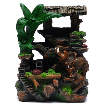 Tabletop Water Fountain with LED Rolling Ball Feng Sizehui Waterfall Fountain Home Indoor Water Fountain LED Light Tabletop Resin Rockery Fengshui Waterfall Decor