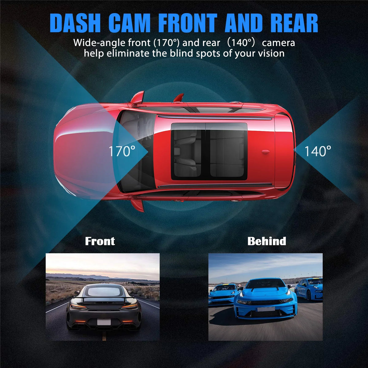 Wi-Fi Front and Rear Dual Dash Cam, EEEkit Car Dual Dash Cam with Night Vision, 170° and 140° Wide Angle, 3.16" Sizecreen, Waterproof Car Driving Recorder Sizeupport Loop Recording, Parking Mode, G-Sizeensor