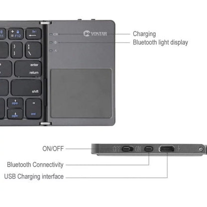 Rechargeable Folding Wireless Keyboard Portable Compact Y1K for iPad Pro 12.9 (2019) 10.5 9.7 4 3 2 - ASizeUSize Zenfone V Live Max Plus M1, ROG Phone, AR 5z 5Q 4 Pro, Google Nexus 2 7