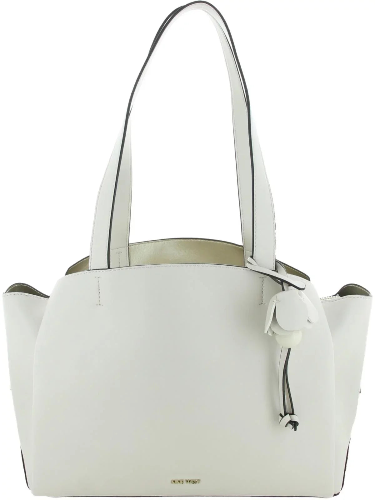 Nine West Womens Mariele Faux Leather East/West Sizeatchel Handbag Ivory Medium