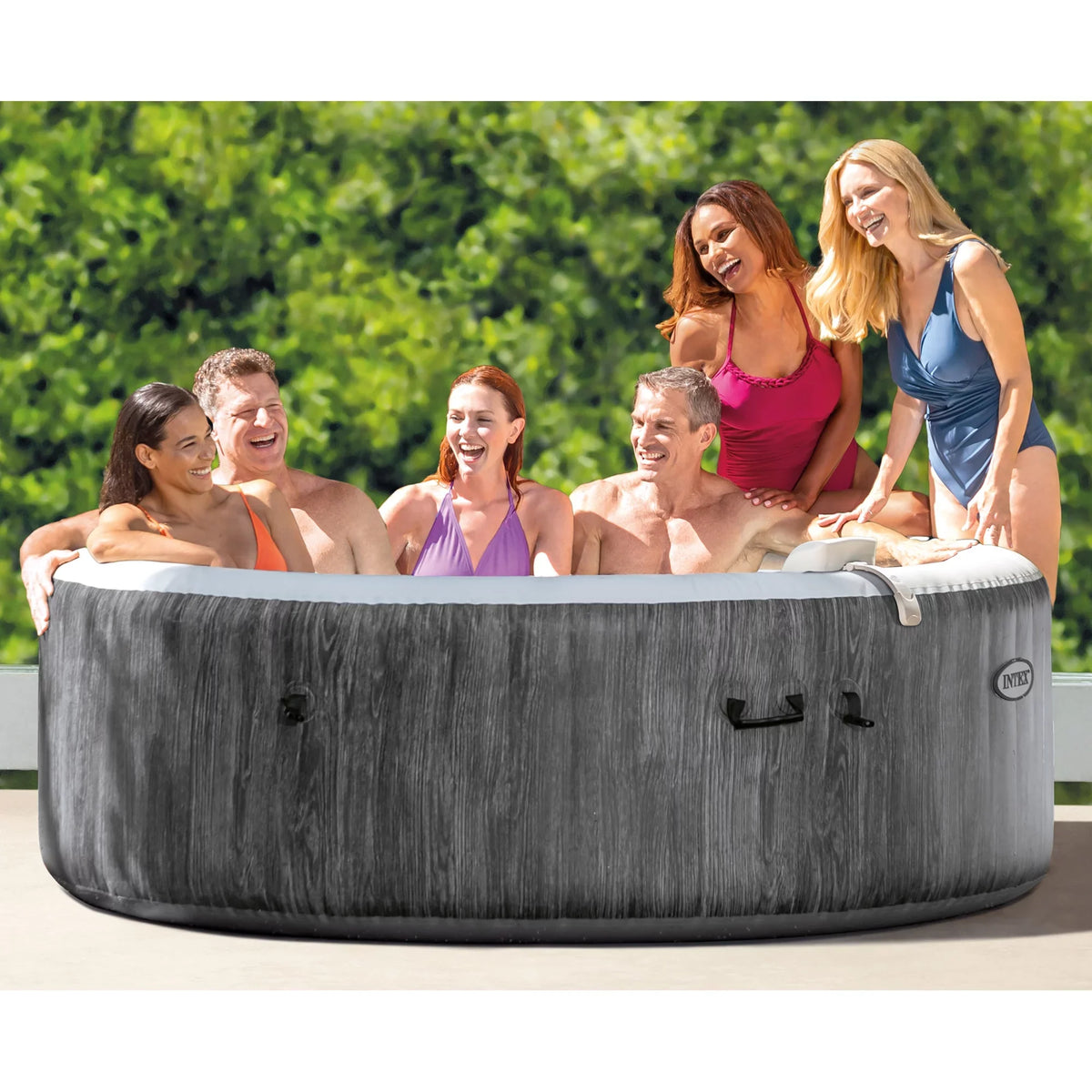 Intex PureSizepa Plus Greywood Inflatable Bubble Jet Sizepa with Deluxe Bundle