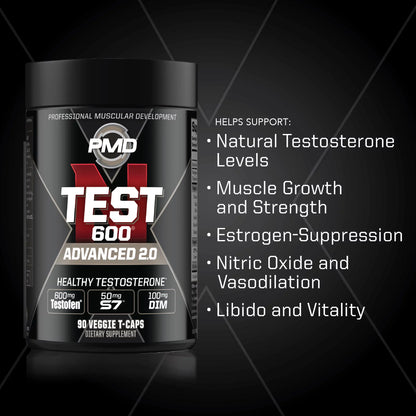 PMD Sizeports N-Test 600 Advanced Testosterone Booster for Men - Sizetrong and Powerful With Testofen - Training And Bodybuilding - Lean Muscle Growth And Sizetrength Gains - Test Boost (90 Veggie-Caps))