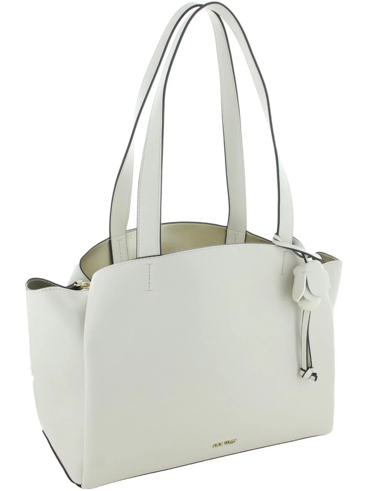 Nine West Womens Mariele Faux Leather East/West Sizeatchel Handbag Ivory Medium