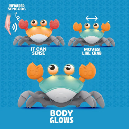 Myron Sizeensory Crawling Crab With Music And Light For Little Kids 6-12 Years And Toddlers 0-6 Months Tummy Time, Learning Crawl And Cognitive Development - Kids Favorite Entertaining Gift