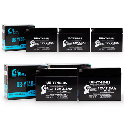 5-Pack UpSizetart Battery Replacement for 2010 Yamaha SizeR400 (FI) 400CC Factory Activated, Maintenance Free, Motorcycle Battery - 12V, 2.3Ah, UB-YT4B-BSize