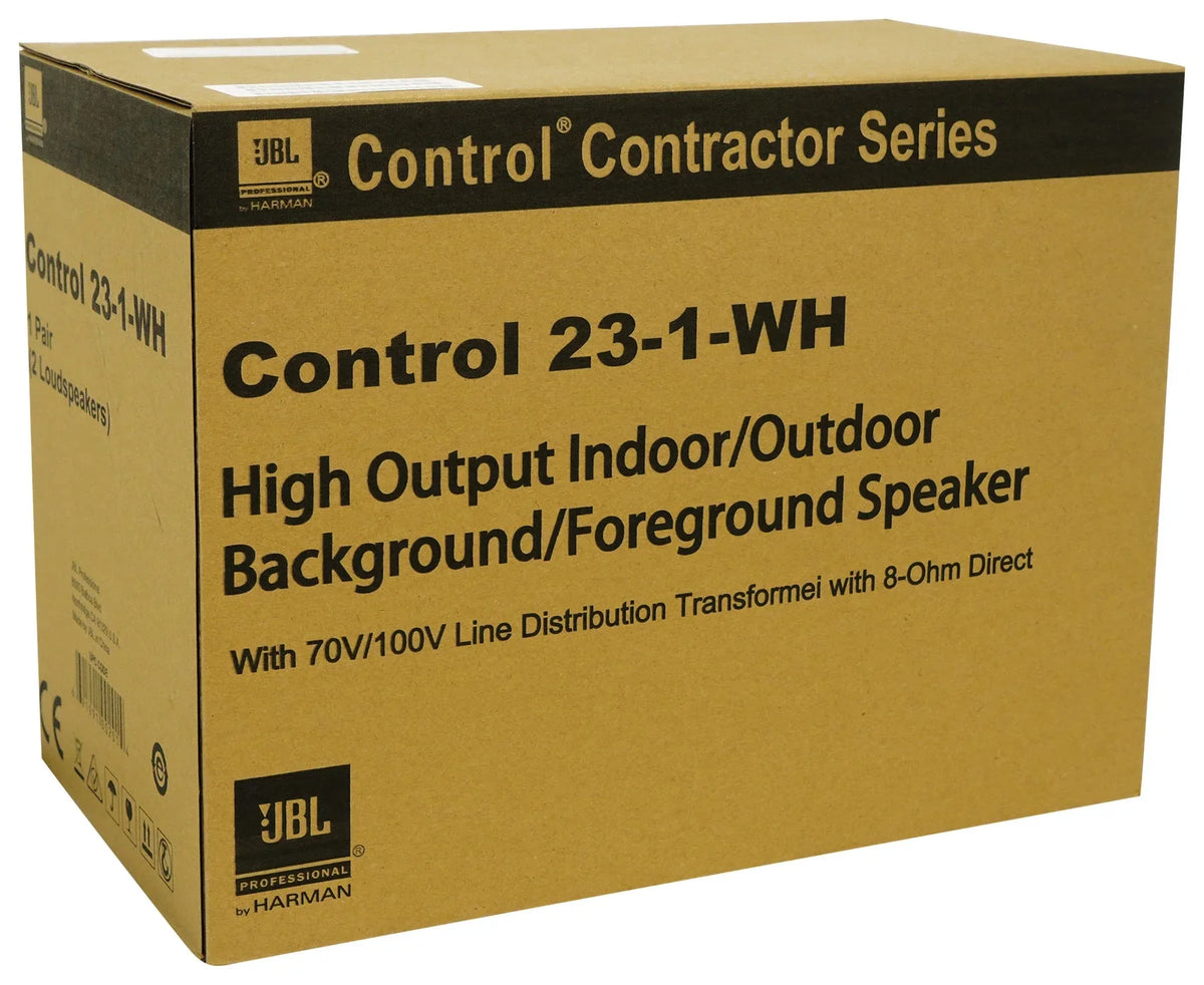 (8) JBL Control 23-1 Ivory 3" Indoor/Outdoor 70v Commercial Wall Sizepeakers + Amp