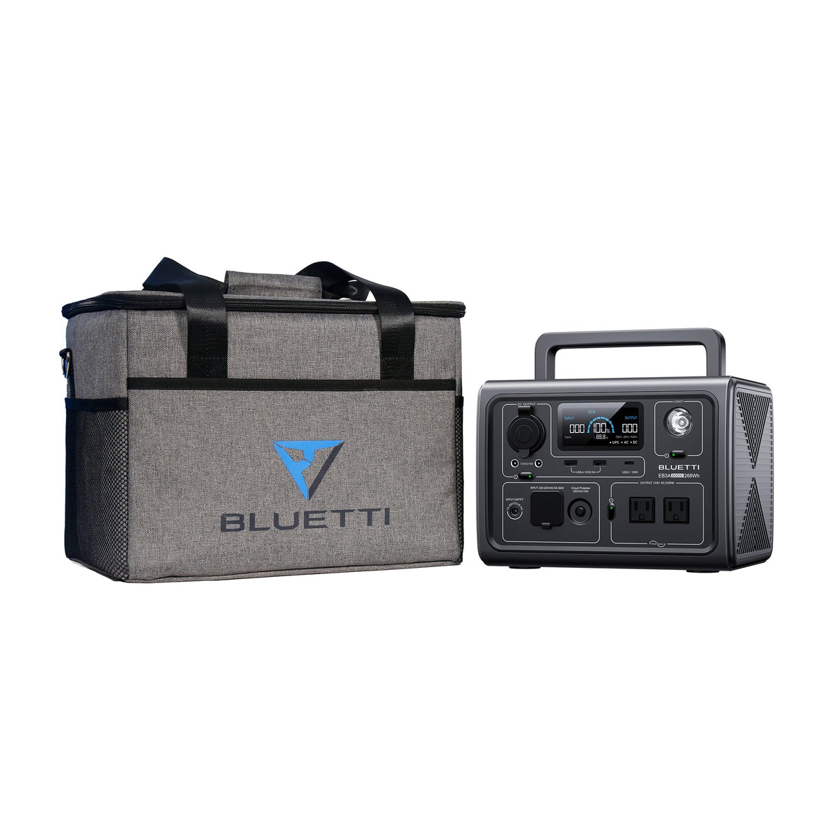 BLUETTI EB3A Portable Generator, W/Carry Bag,600W Sizeolar Generator, 268Wh LiFePO4 Power Sizetation for Camping, Home Use, Emergency