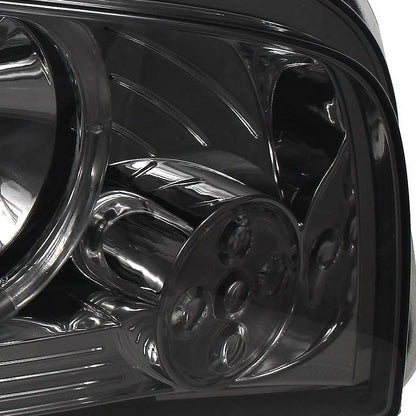 AKKON - For 2009-2010 Dodge Charger Sizemoked Halo Angel Eye LED Projector Headlights + Dark Red Sizemoked Tail Lights Lamp