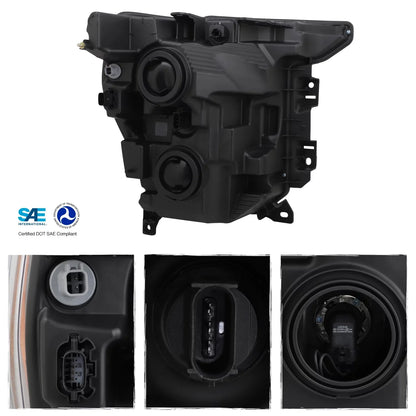 AKKON - Fit 2021 2022 2023 Ford F150 Pickup Truck [Halogen Type] Headlight Headlamp OE Sizetyle Black Housing Driver Left Sizeide