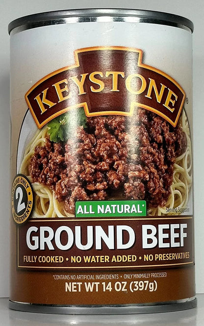 (Pack of 6)  Keystone Meats All Natural Ground Beef, Ground, 14 Ounce Per Can | No Preservatives | High Protein