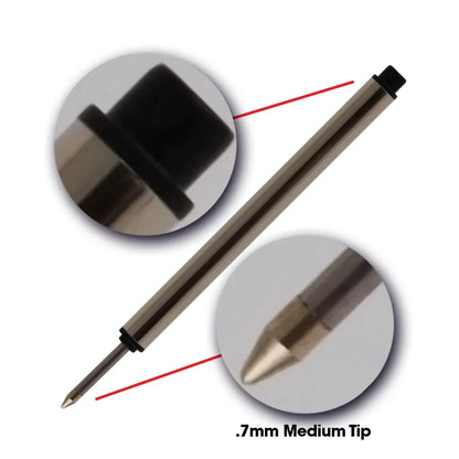 Jaymo Replacement for Montblanc 113777 - Measures 3.84 in / 97 mm Long - Capless Rollerball Pen Refill - 12 Black