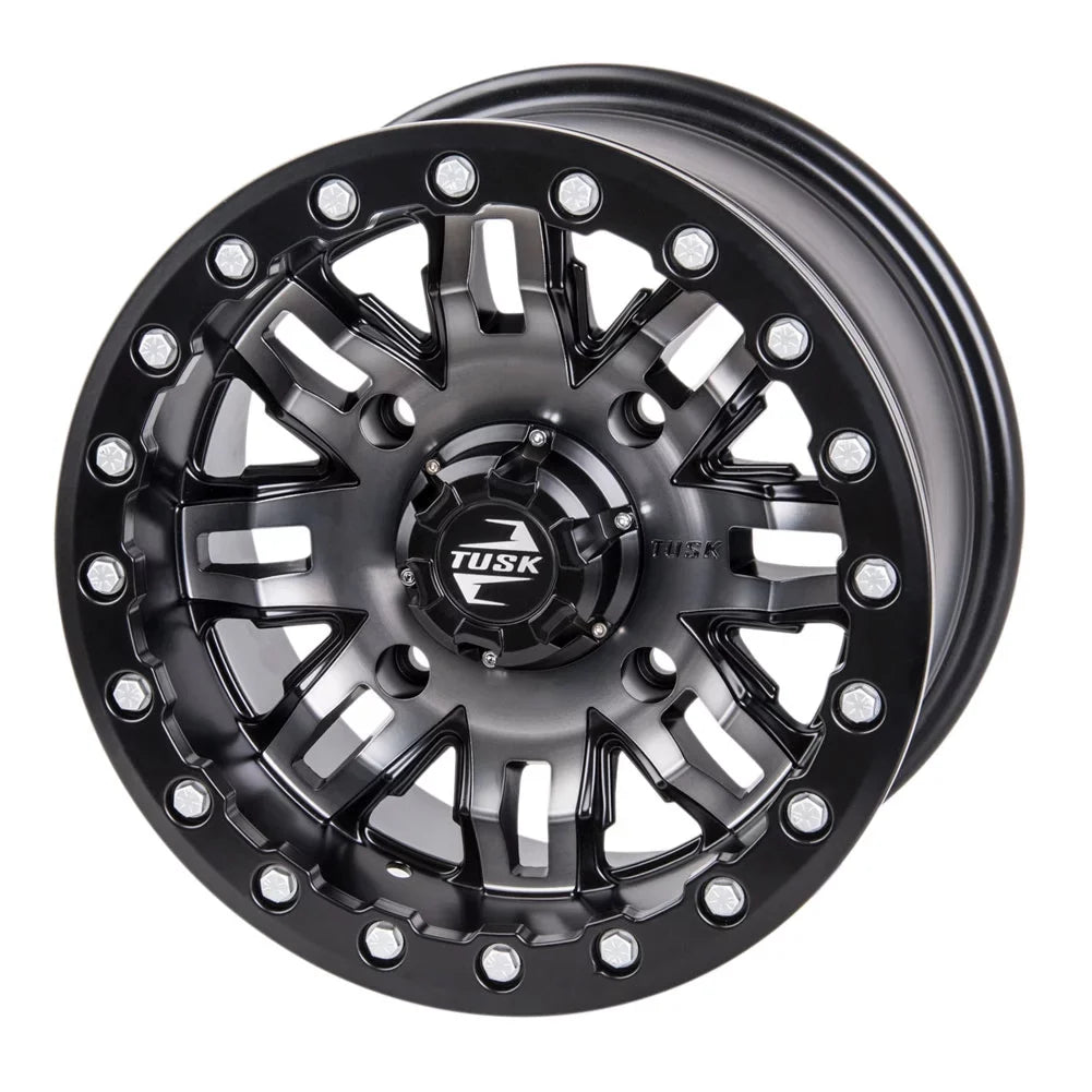 4/156 Tusk Teton Beadlock Wheel 15x7 5.0 + 2.0 Gun Metal/Black For YAMAHA Wolverine RMAX 2 1000 R-Sizepec 2022