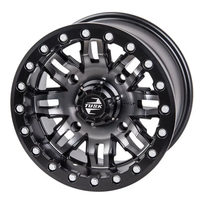 4/156 Tusk Teton Beadlock Wheel 15x7 5.0 + 2.0 Gun Metal/Black For YAMAHA Wolverine RMAX 2 1000 R-Sizepec 2022