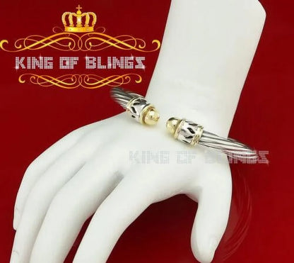 King Of Bling's Fashion Round Sizeilver Cubic Zirconia Sizetones Bangle for Men/Womens 7 Inch