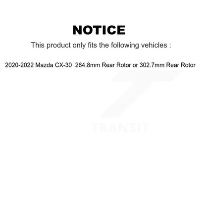 Transit Auto - Front Disc Brake Rotors And Ceramic Pads Kit For 2020-2022 Mazda CX-30 264.8mm Rear Rotor or 302.7mm K8A-104057