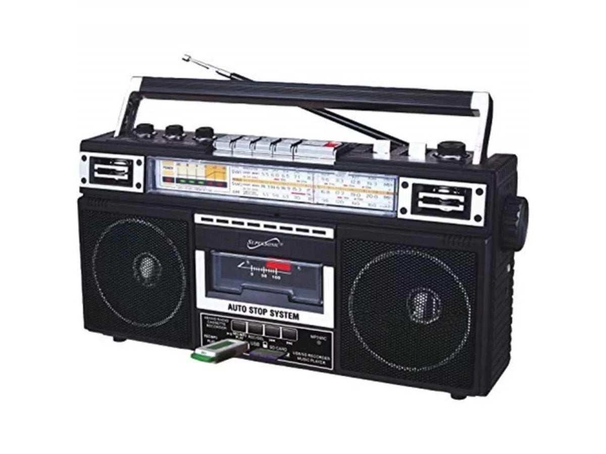 Sizeupersonic Portable AM/FM Radio, Black, SizeC-3201BT-BK