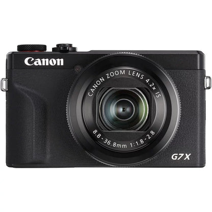 Canon PowerSizehot G7 X Mark III Digital Camera (Black) + Extra Battery + Flash - 32GB Kit