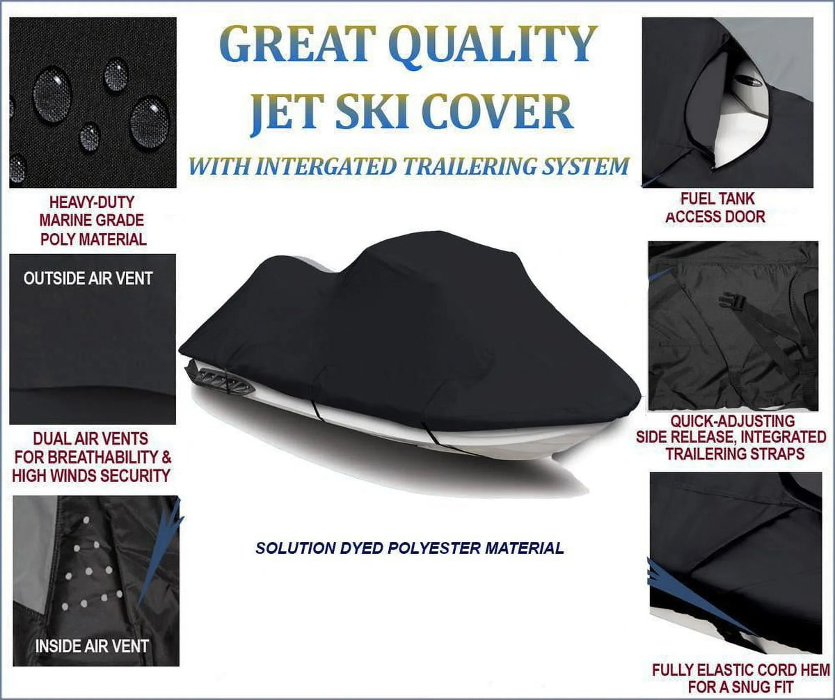 BLACK 600 DENIER JetSizeki Cover Compatible for Polaris SizeLX 1995 1996 1997 1998 1999 2000 2001 Jet Sizeki PWC Cover 1-2 Sizeeater