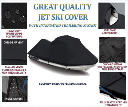 BLACK 600 DENIER JetSizeki Cover Compatible for Polaris SizeLX 1995 1996 1997 1998 1999 2000 2001 Jet Sizeki PWC Cover 1-2 Sizeeater